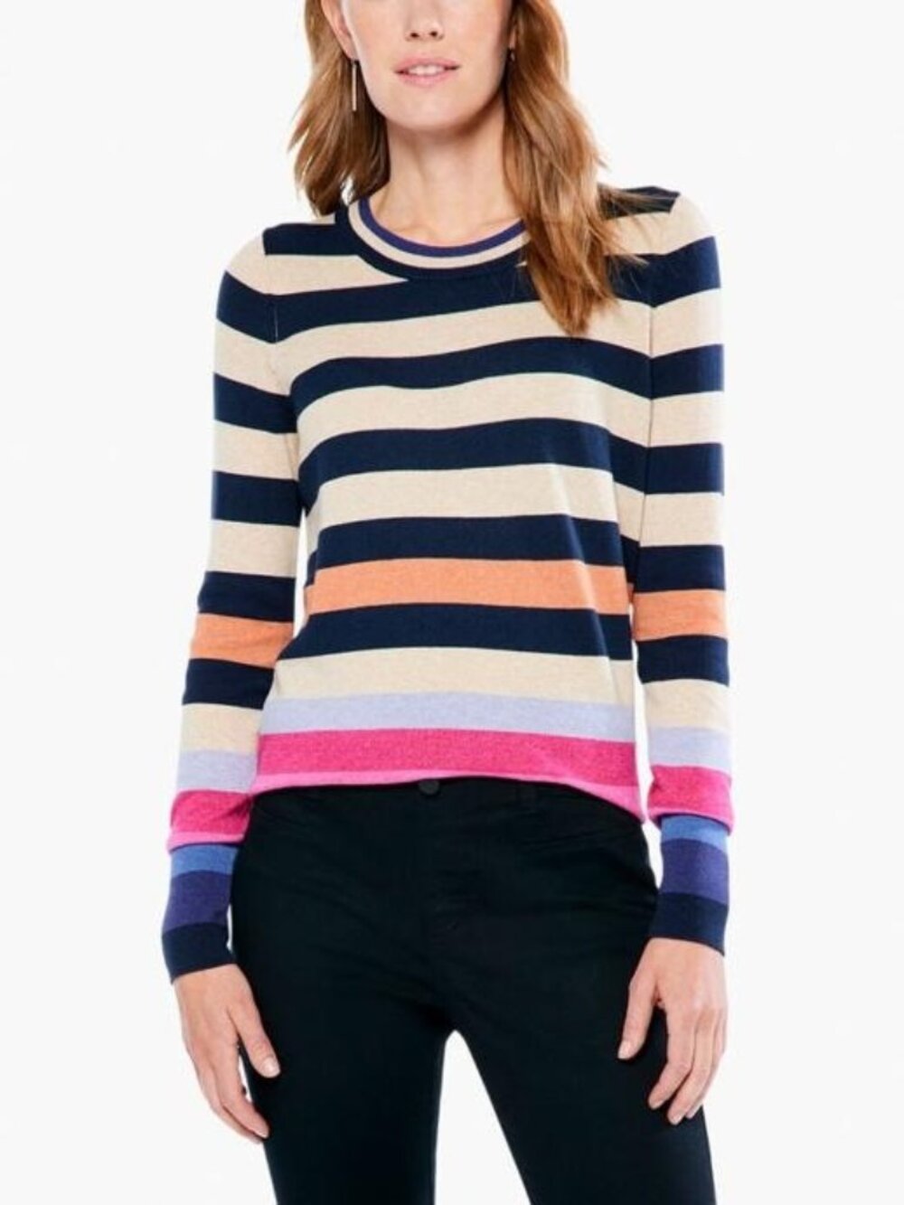 Nic + Zoe Jewel Stripe Vital Cotton Blend Sweater